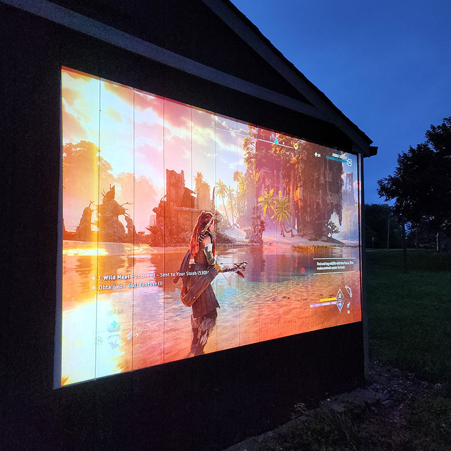 Projection outdoor projector screen paint on wooden surface