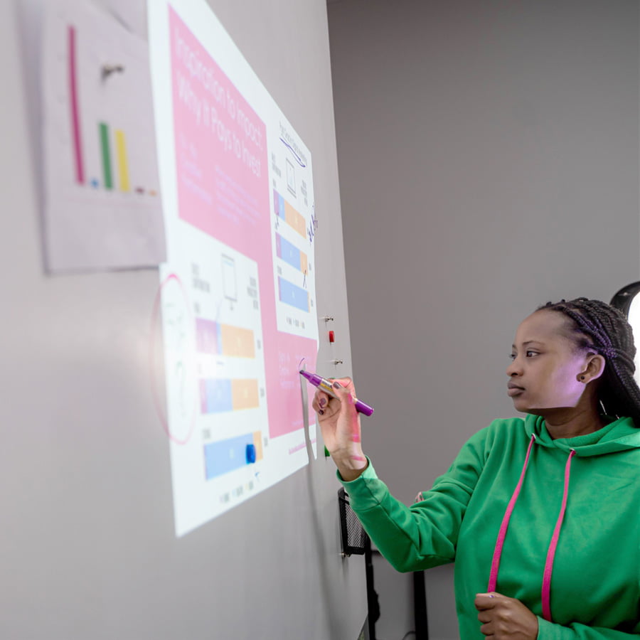 Writable magnetic projector screen wallpaper in meeting rooms